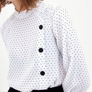 zara black polka dot top